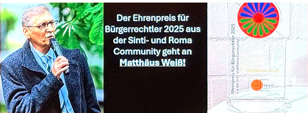 Matthäus Weiß erhält den Sinti-Roma-Bürgerrechtspreis